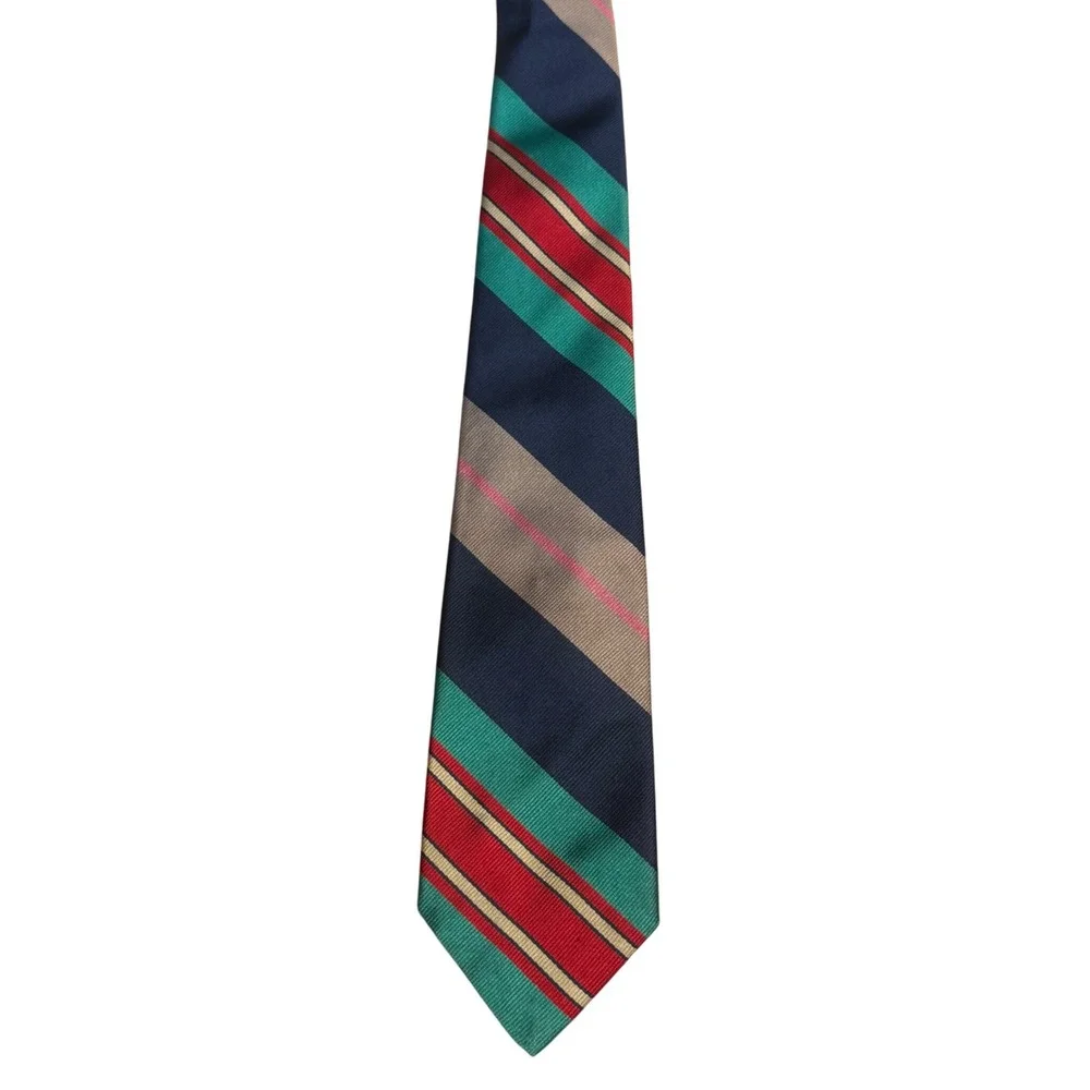 Resilio Striped Necktie - Green, Red, Navy,‎ Brown - Classic Style